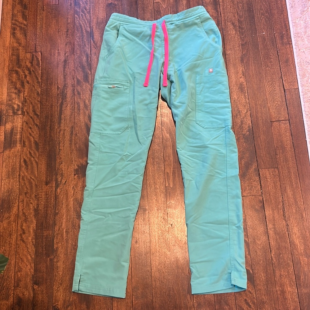 FIGS teal straight leg scrub pant